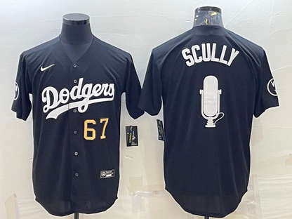 Men's Los Angeles Dodgers #67 Vin Scully Black Stitched Fashion Jersey