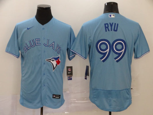 Men's Hyun-Jin Ryu #99 Toronto Blue Jays Player Light Blue Jersey
