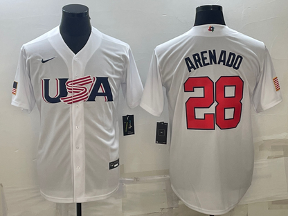Men's Nolan Arenado White USA Baseball 2023 World Baseball Classic Replica Jersey