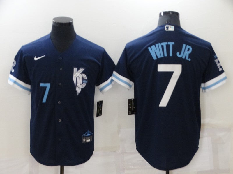 Men's Kansas City Royals Bobby Witt Jr 2022 City Connect Replica Jersey - Navy