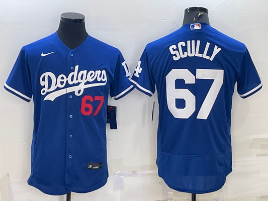 Men's Los Angeles Dodgers #67 Vin Scully Blue Player Jersey