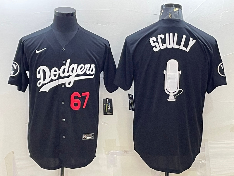 Men's Los Angeles Dodgers #67 Vin Scully Black Stitched Fashion Jersey