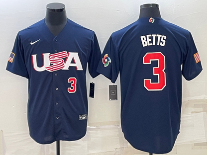 Men's Mookie Betts Navy USA Baseball 2023 World Baseball Classic Replica Jersey