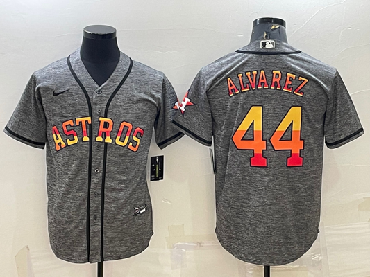 Men's Houston Astros  Yordan Alvarez #44 2022 World Series Gray Jersey