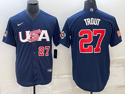 Men's Mike Trout Navy USA Baseball 2023 World Baseball Classic Replica Jersey