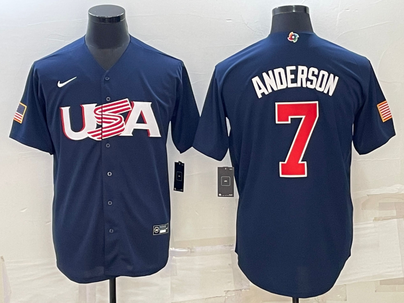 Men's Tim Anderson Navy USA Baseball 2023 World Baseball Classic Replica Jersey