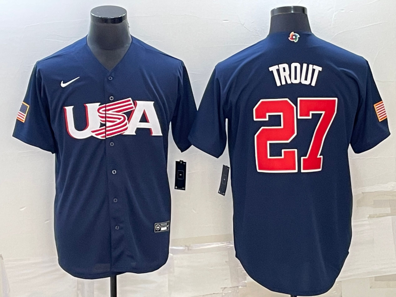 Men's Mike Trout Navy USA Baseball 2023 World Baseball Classic Replica Jersey