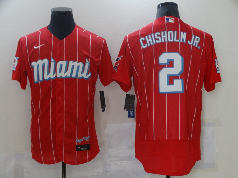 Men's Jazz Chisholm Jr Miami Marlins Red 2021 City Connect Replica Player Jersey