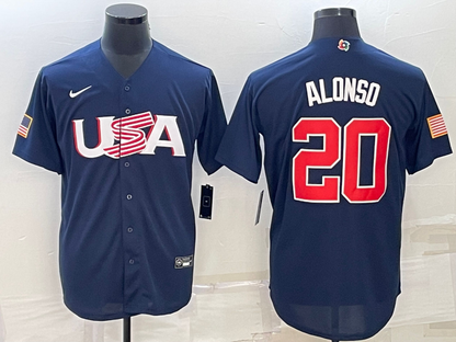 Men's Pete Alonso Navy USA Baseball 2023 World Baseball Classic Replica Jersey