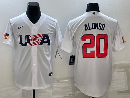 Men's Pete Alonso White USA Baseball 2023 World Baseball Classic Replica Jersey