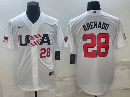 Men's Nolan Arenado White USA Baseball 2023 World Baseball Classic Replica Jersey