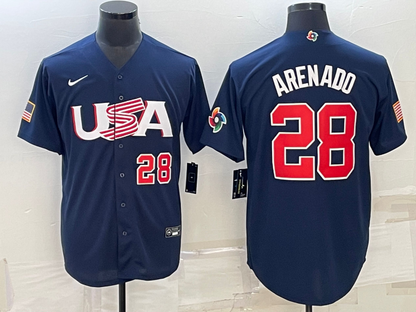 Men's Nolan Arenado Navy USA Baseball 2023 World Baseball Classic Replica Jersey